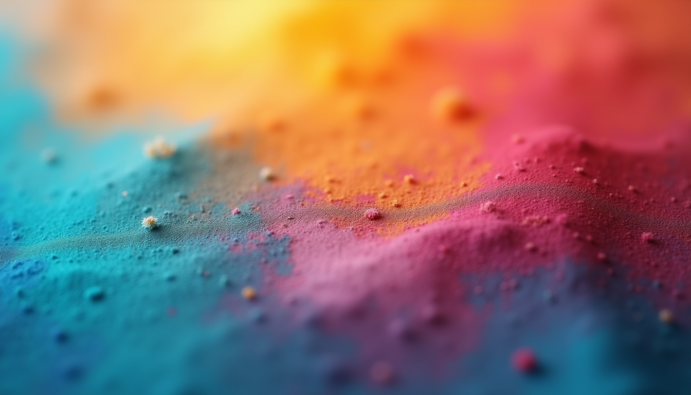 Close-up view of a vibrant color palette depicting different shades