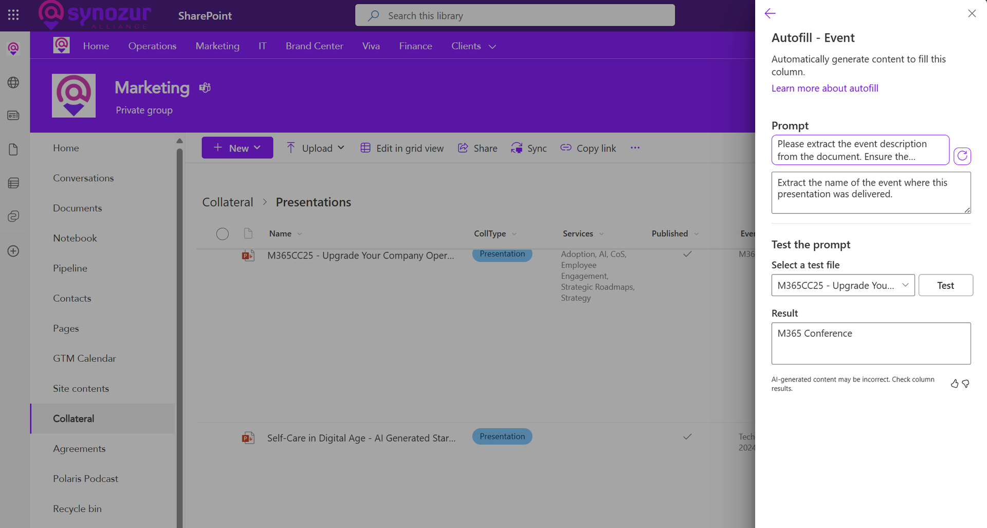 Using Autofill to automatically tag conference decks with the event name