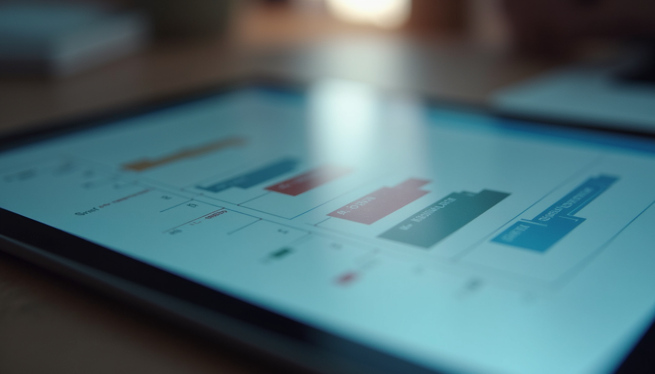 Close-up view of a digital strategy roadmap on a tablet screen